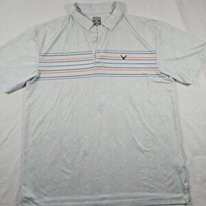 Callaway Opti-Dri Polo Shirt L Gray Striped Short Sleeve‎ Golf Performance Shirt